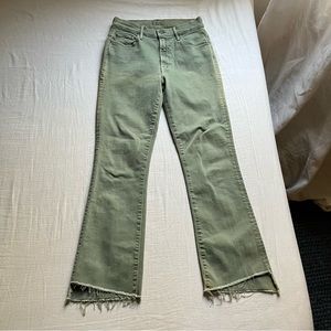 MOTHER Women's Boot Cut, ankle fray Jeans in Green